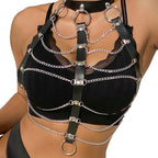SUBBLIME - CHEST HARNESS LEATHER CHAINS BLACK ONE SIZE - Amore24