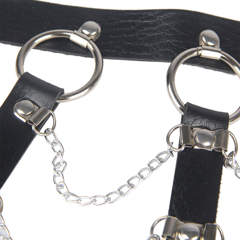 SUBBLIME - CHEST HARNESS LEATHER CHAINS BLACK ONE SIZE - Amore24