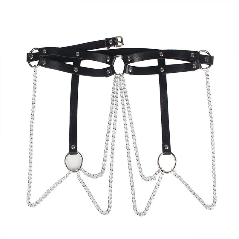 SUBBLIME - LEATHER RING CHAINBELT BLACK ONE SIZE - Amore24