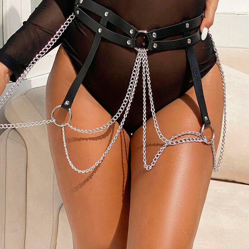SUBBLIME - LEATHER RING CHAINBELT BLACK ONE SIZE - Amore24