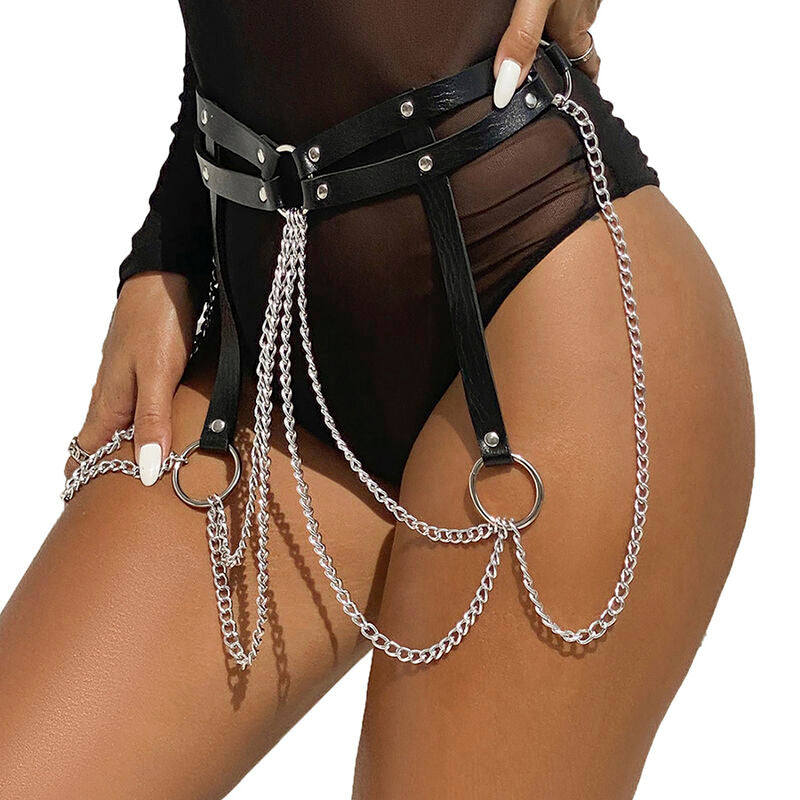 SUBBLIME - LEATHER RING CHAINBELT BLACK ONE SIZE - Amore24