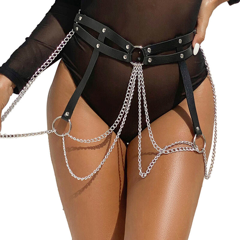SUBBLIME - LEATHER RING CHAINBELT BLACK ONE SIZE - Amore24