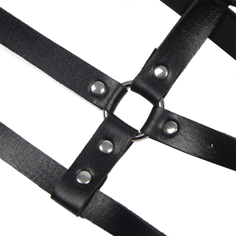 SUBBLIME - LEATHER RING CHEST HARNESS BLACK ONE SIZE - Amore24
