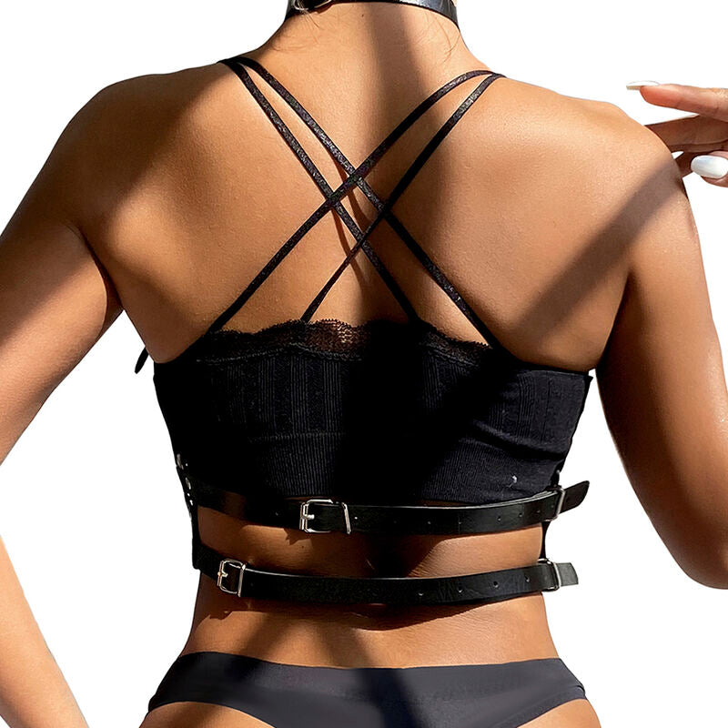 SUBBLIME - LEATHER RING CHEST HARNESS BLACK ONE SIZE - Amore24