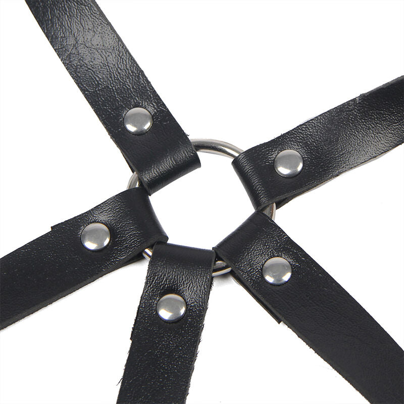 SUBBLIME - LEATHER RING CHEST HARNESS BLACK ONE SIZE - Amore24
