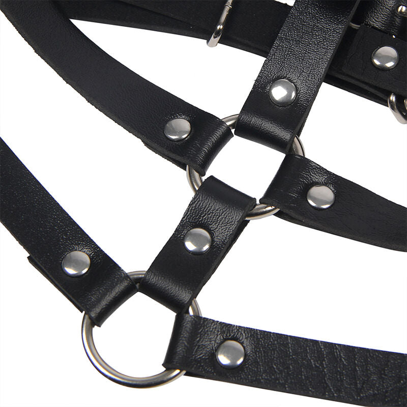 SUBBLIME - LEATHER RING CHEST HARNESS BLACK ONE SIZE - Amore24