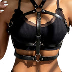 SUBBLIME - LEATHER RING CHEST HARNESS BLACK ONE SIZE - Amore24