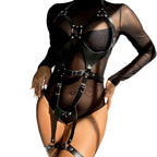 SUBBLIME - FULL BODY HARNESS WITH LEATHER BUCKLES BLACK ONE SIZE - Amore24