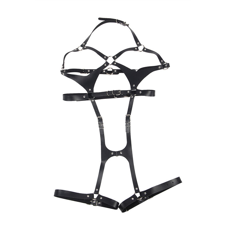 SUBBLIME - FULL BODY HARNESS WITH LEATHER BUCKLES BLACK ONE SIZE - Amore24