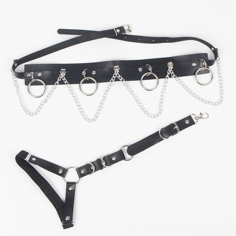 SUBBLIME - BELT AND GARTER HARNESS WITH RINGS AND CHAINDETAIL ONE SIZE - Amore24