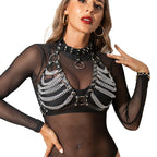SUBBLIME - HARNESS BRA AND NECKLACE WITH CHAINS ONE SIZE - Amore24