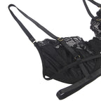SUBBLIME - SET OF 3 PIECES BRA + THONG + LACE GARTER BLACK L/XL - Amore24