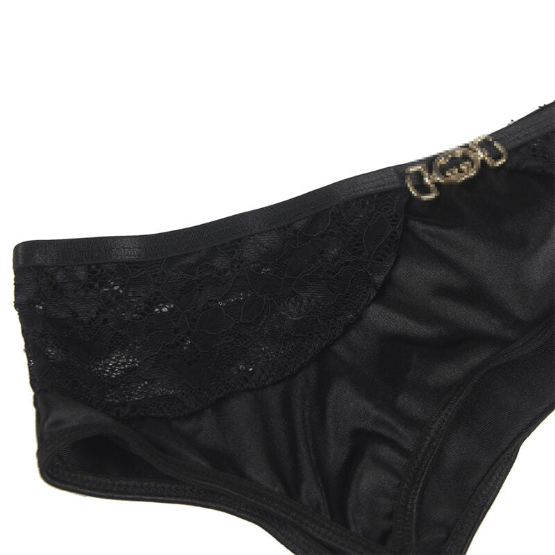 SUBBLIME - SET OF 3 PIECES BRA + THONG + LACE GARTER BLACK L/XL - Amore24