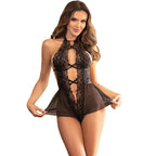 SUBBLIME - TEDDY HALTER NECK BARE BACK LACE BLACK L/XL - Amore24