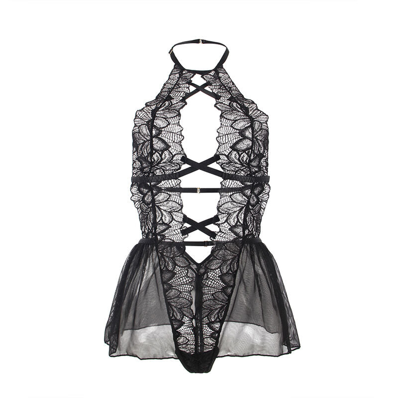 SUBBLIME - TEDDY HALTER NECK BARE BACK LACE BLACK L/XL - Amore24