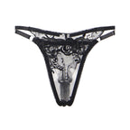 SUBBLIME - SET OF 3 PIECES BRA + THONG + GARTER FLORAL PRINT BLACK L/XL - Amore24