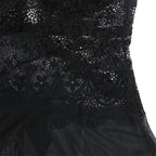 SUBBLIME - BABYDOLL TULLE FABRIC WITH LACE AND FLOWER DETAIL BLACK L/XL - Amore24