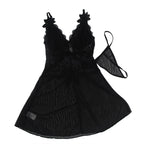 SUBBLIME - BABYDOLL TULLE FABRIC WITH LACE AND FLOWER DETAIL BLACK L/XL - Amore24