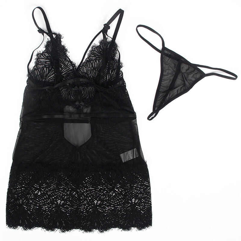 SUBBLIME - BABYDOLL WITH ADJUSTABLE LACE STRAPS BLACK L/XL - Amore24