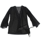 SUBBLIME - TRANSPARENT FABRIC ROBE WITH LACE DETAIL BLACK L/XL - Amore24