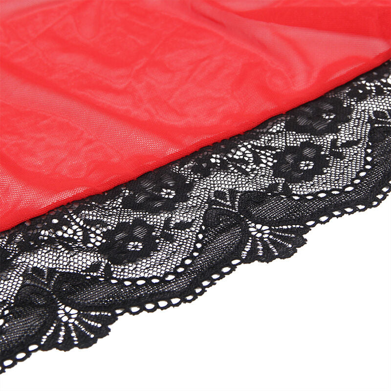 SUBBLIME - TRANSPARENT FABRIC ROBE WITH LACE DETAIL RED L/XL - Amore24