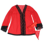 SUBBLIME - TRANSPARENT FABRIC ROBE WITH LACE DETAIL RED L/XL - Amore24
