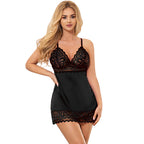 SUBBLIME - BABYDOLL WITH FLORAL PRINT CHEST BLACK S/M - Amore24