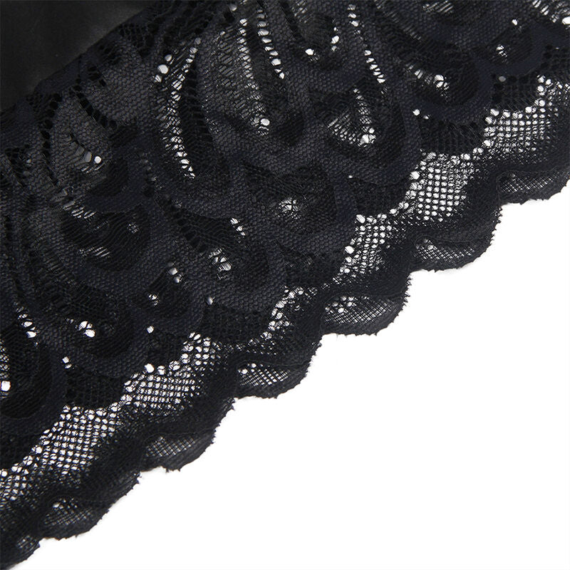 SUBBLIME - BABYDOLL WITH FLORAL PRINT CHEST BLACK S/M - Amore24