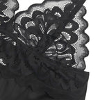 SUBBLIME - BABYDOLL WITH FLORAL PRINT CHEST BLACK S/M - Amore24