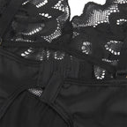 SUBBLIME - BABYDOLL WITH FLORAL PRINT CHEST BLACK S/M - Amore24