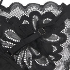 SUBBLIME - BABYDOLL WITH FLORAL PRINT CHEST BLACK S/M - Amore24
