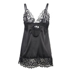SUBBLIME - BABYDOLL WITH FLORAL PRINT CHEST BLACK S/M - Amore24