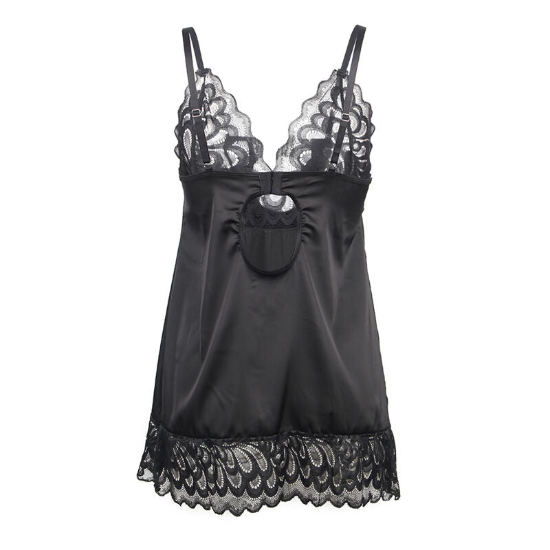 SUBBLIME - BABYDOLL WITH FLORAL PRINT CHEST BLACK S/M - Amore24