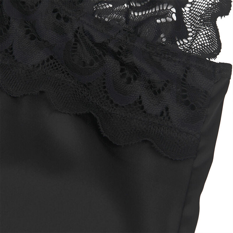 SUBBLIME - BABYDOLL WITH FLORAL PRINT CHEST BLACK S/M - Amore24