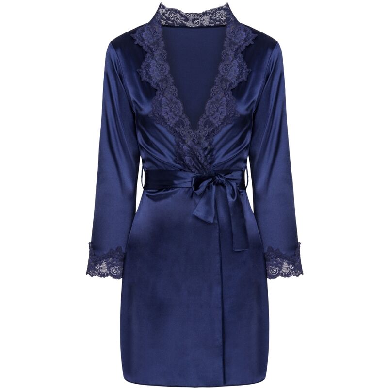 LIVCO CORSETTI FASHION - JACQUELINE LC 90249 DRESSING GOWN + SHIRT + PANTY NAVY BLUE S/M - Amore24