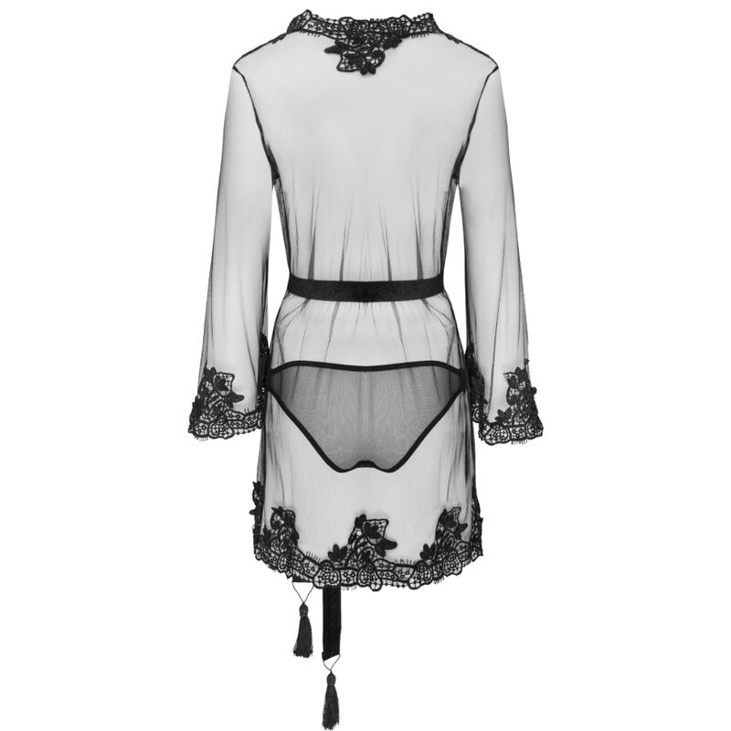 LIVCO CORSETTI FASHION - HERINA LC XG056 DRESSING GOWN + PANTY BLACK ONE SIZE - Amore24