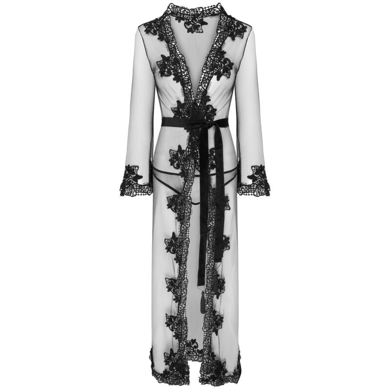 LIVCO CORSETTI FASHION - NOKINA LC XG055 DRESSIN G GOWN + PANTY BLACK ONE SIZE - Amore24