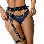 SUBBLIME - BELT AND GARTER HARNESS WITH RINGS AND CHAINDETAIL ONE SIZE - Amore24