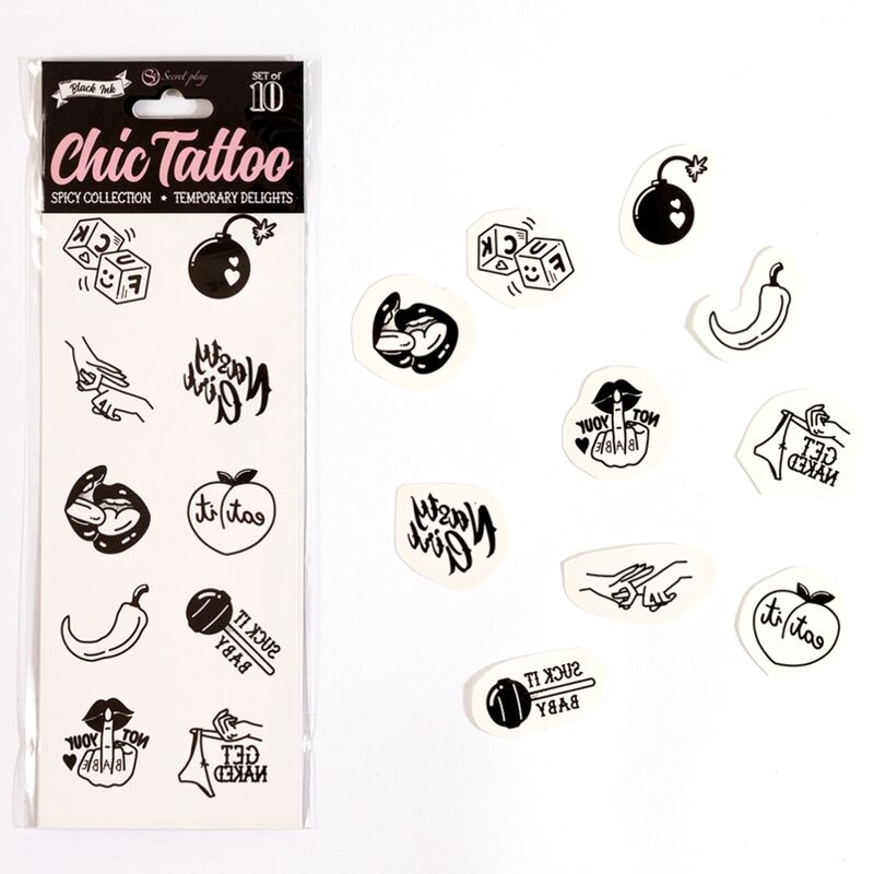 SECRET PLAY - SET OF 10 SPICY COLLECTION TEMPORARY TATTOOS - Amore24