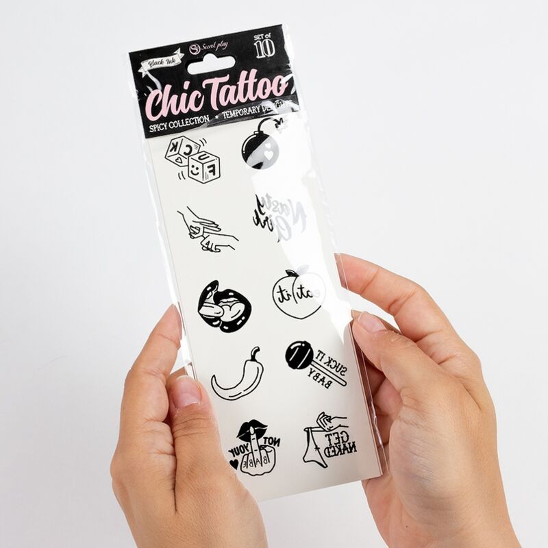 SECRET PLAY - SET OF 10 SPICY COLLECTION TEMPORARY TATTOOS - Amore24