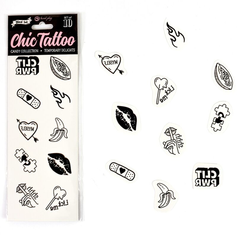 SECRET PLAY - SET OF 10 CANDY COLLECTION TEMPORARY TATTOOS - Amore24