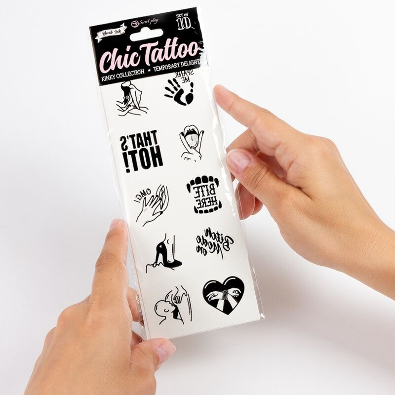 SECRET PLAY - SET OF 10 TEMPORARY TATTOOS KINKY COLLECTION - Amore24