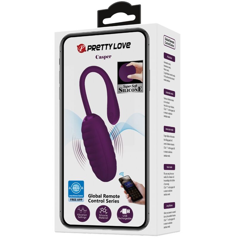 PRETTY LOVE - CASPER PURPLE RECHARGEABLE VIBRATING EGG - Amore24