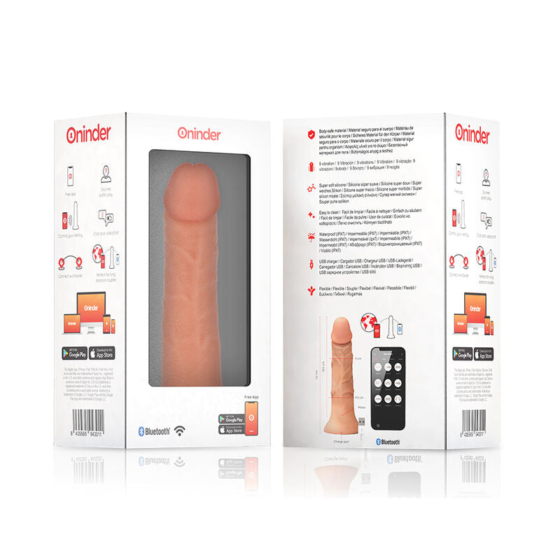 ONINDER - LARGE BOGOTÁ VIBRATOR DILDO 9 SPEEDS NATURAL 22 CM -O- 4.5 CM - FREE APP - Amore24