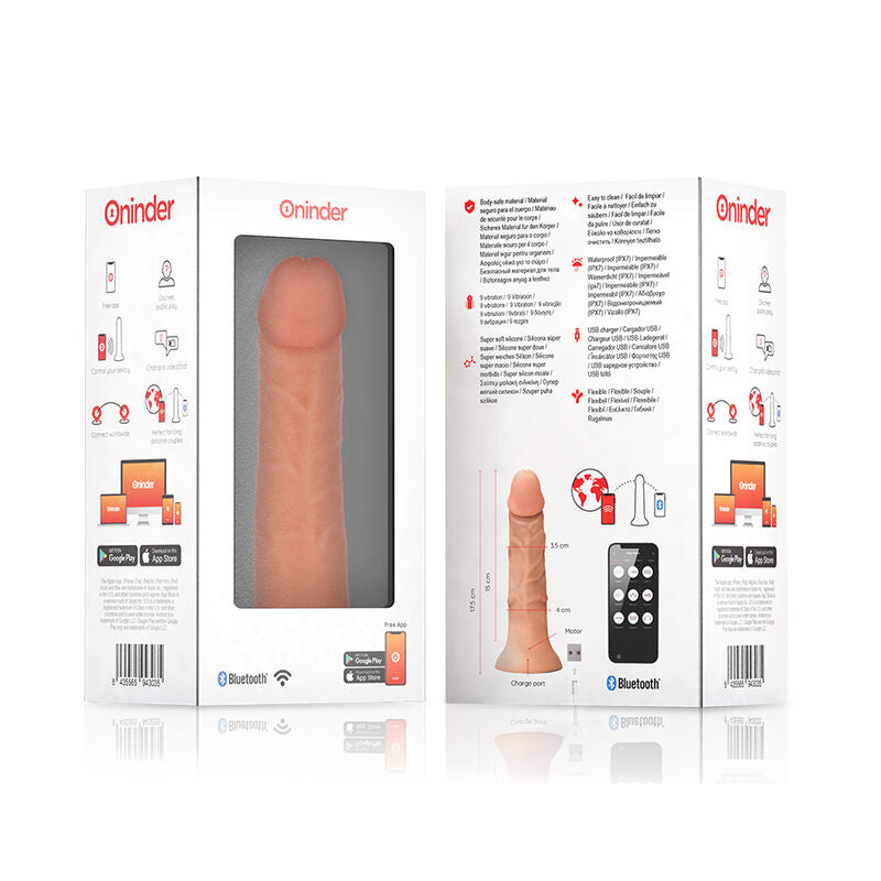 ONINDER - SMALL BOGOTÁ VIBRATOR DILDO 9 SPEEDS NATURAL 17.5 CM -O- 4 CM - FREE APP - Amore24