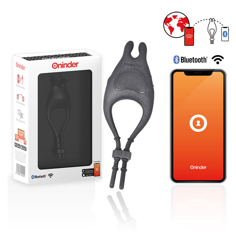 ONINDER - PAMPA RECHARGEABLE ADJUSTABLE VIBRATOR RING WITH CLITORIS STIMULATOR 10 SPEED - FREE APP - Amore24