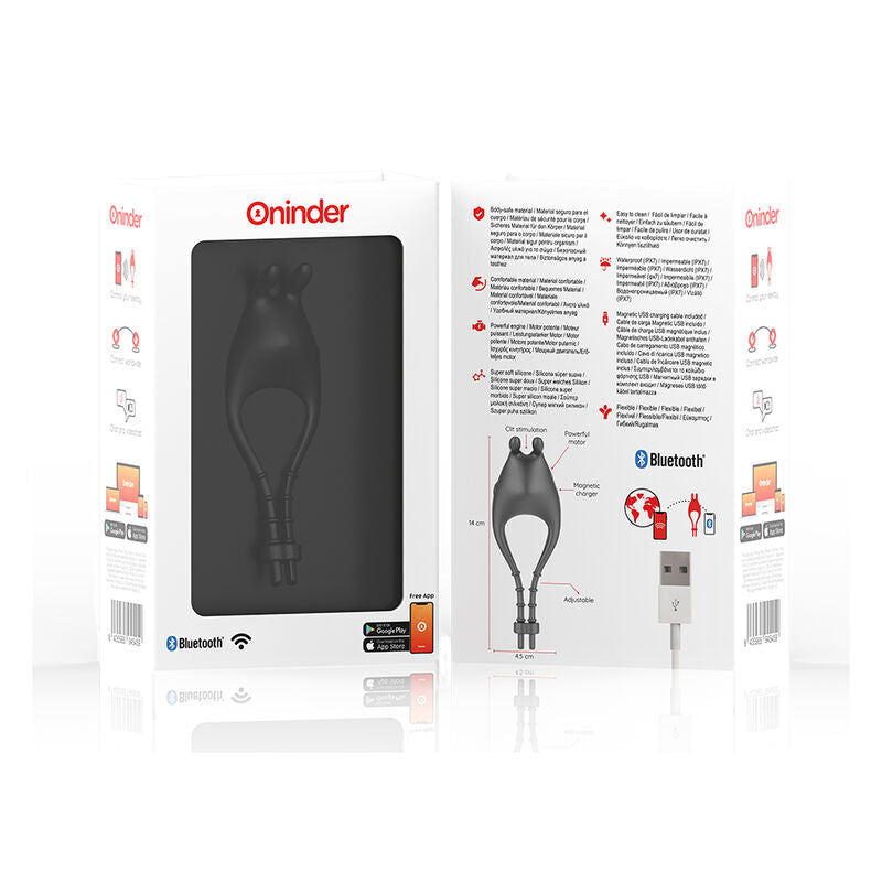 ONINDER - PAMPA RECHARGEABLE ADJUSTABLE VIBRATOR RING WITH CLITORIS STIMULATOR 10 SPEED - FREE APP - Amore24