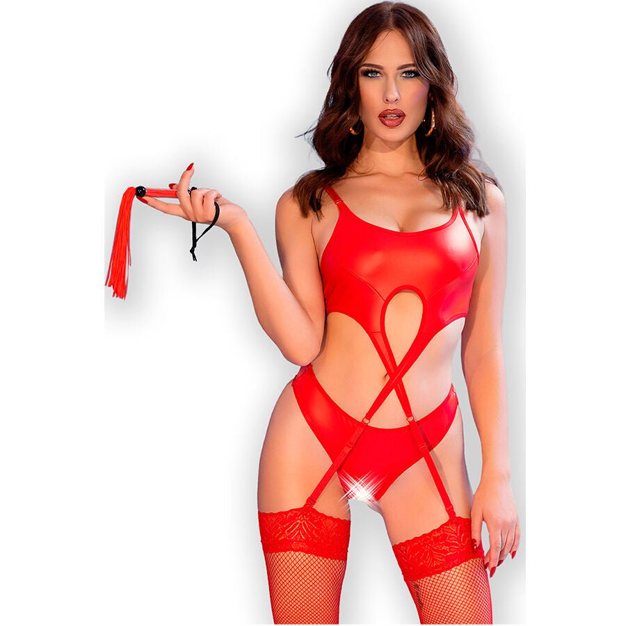 CHILIROSE - CR 4625 SET FOUR PIECES CROTCHLESS RED L - Amore24