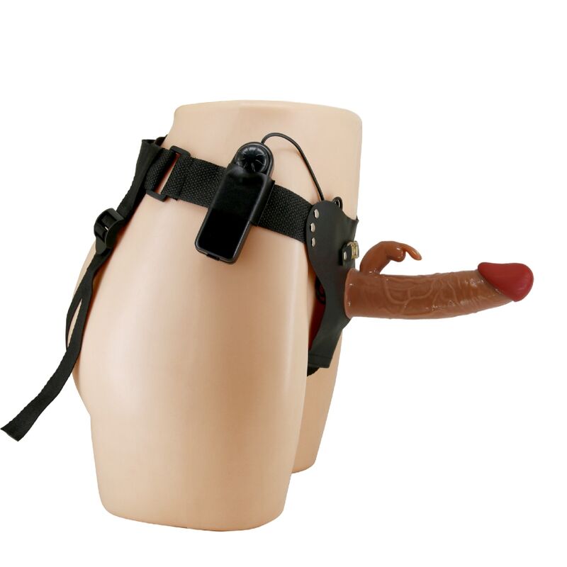 PRETTY LOVE - MARION HARNESS UNIVERSAL BRIEFS WITH VIBRATION DILDO 19 CM BROWN - Amore24