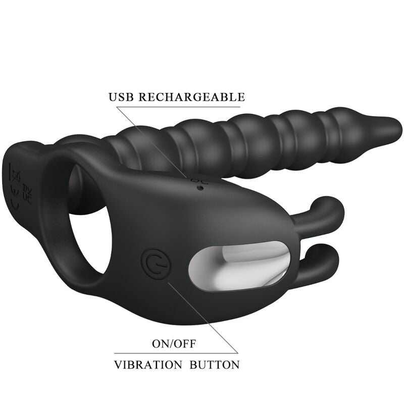PRETTY LOVE - BLACKNEY PENIS RING WITH BLACK VIBRATOR PLUG - Amore24